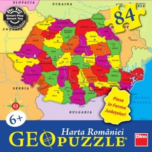 Dino Puzzle geografic - Harta Romaniei (84 piese)