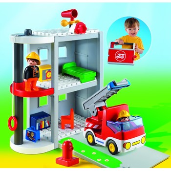 Playmobil 1.2.3 - Set figurine mobil post de pompieri