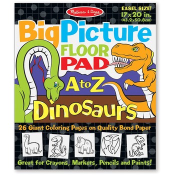 Melissa & Doug Bloc gigant de colorat cu litere si dinozauri