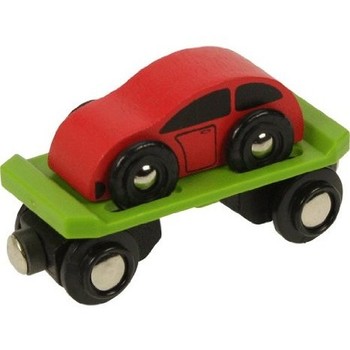 BigJigs Toys Trenulet cu platforma auto