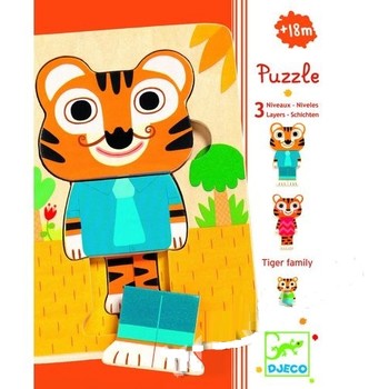 Djeco Puzzle straturi Familia de tigrii