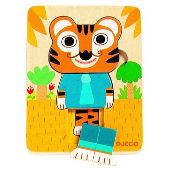 Djeco Puzzle straturi Familia de tigrii