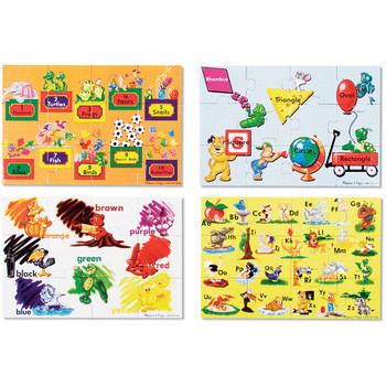 Melissa & Doug Puzzle Set educational de 4 minipuzzle - 12 piese