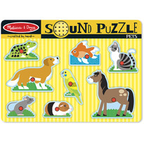Puzzle de lemn cu sunete Animale de companie - 8 piese