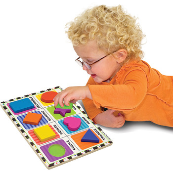 Melissa & Doug Puzzle lemn in relief Forme geometrice - 8 piese