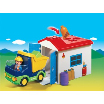Playmobil 1.2.3 - Set figurine Camion cu garaj