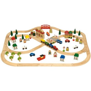 BigJigs Toys Circuit auto si feroviar (101 piese)