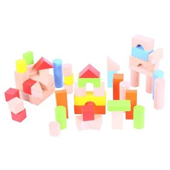 BigJigs Toys Cuburi colorate pentru construit