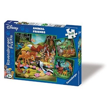 Ravensburger Puzzle Bambi, Baloo si Simba -  Set 3 puzzle-uri cu 49 de Piese