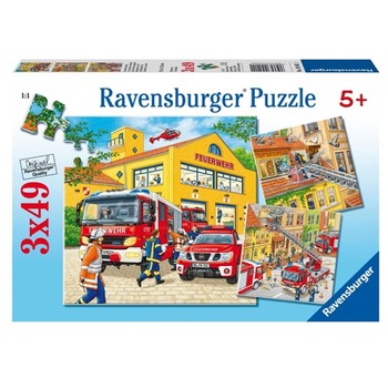 Ravensburger Puzzle Brigada de pompieri -  Set 3 puzzle-uri cu 49 de Piese