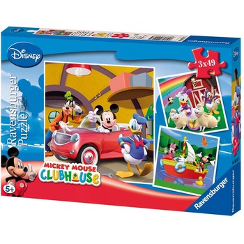 Ravensburger Puzzle clubul Mickey Mouse - Set 3 puzzle-uri cu 49 Piese