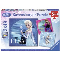 Puzzle Frozen Elsa, Anna si Olaf - Set 3 puzzle-uri cu 49 Piese