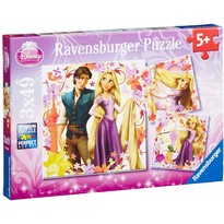 Puzzle Rapunzel - Set 3 puzzle-uri cu 49 Piese