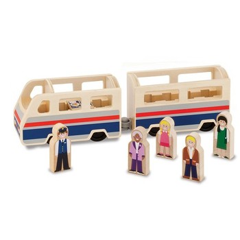 Melissa & Doug Set de joaca din lemn - autobuz cu pasageri