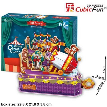 Cubicfun Tunul clovnului - Colectia de puzzle 3D Lumea Circului - 52 de piese