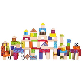 New Classic Toys Set de 100 de cuburi din lemn