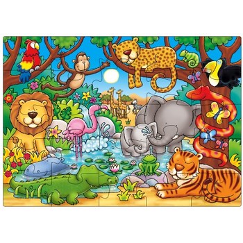 Orchard Toys Puzzle cu activitati - Cine este in jungla?