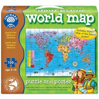 Puzzle si poster - Harta lumii limba engleza 150 piese