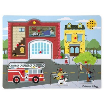 Melissa & Doug Puzzle cu sunete Brigada de pompieri