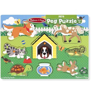 Melissa & Doug Puzzle din lemn Animalele de companie