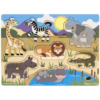 Melissa & Doug Puzzle din lemn Animalele safari