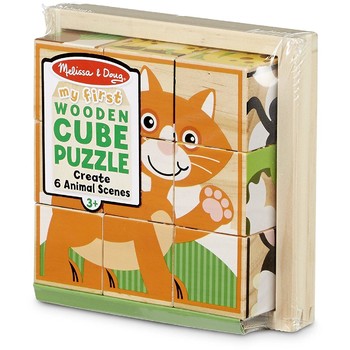 Melissa & Doug Primele mele cuburi puzzle cu animale