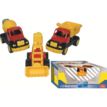 Ucar Toys Set 3 utilaje constructie - autobasculanta, buldoexcavator si betoniera
