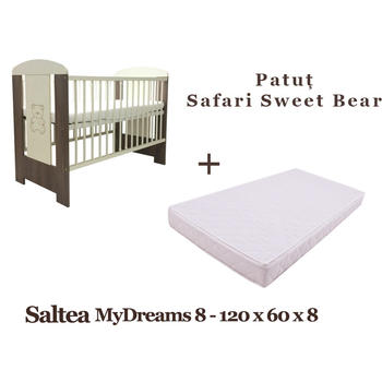 Klups Patut copii Safari Sweet Bear + Saltea MyDreams 8