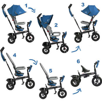 Kinderkraft Tricicleta 6 in 1 cu scaun rotativ Swift Blue