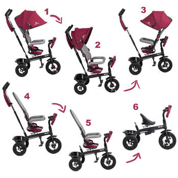 Kinderkraft Tricicleta 6 in 1 cu scaun rotativ Swift Purple
