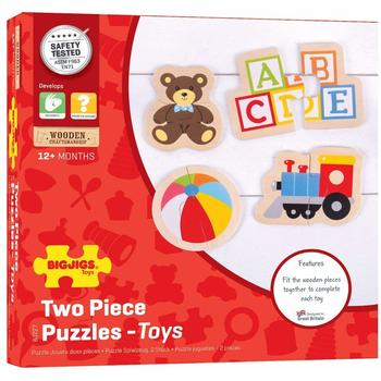 BigJigs Toys Puzzle din lemn - Jucarii (8 piese)
