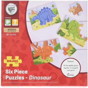 BigJigs Toys Set 3 puzzle din lemn - Dinozauri