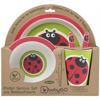 BabyGO Set alimentatie Bamboo Ladybug cu 5 piese