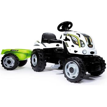 Smoby Tractor cu pedale si remorca moby Farmer XL alb negru