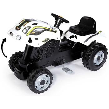 Smoby Tractor cu pedale si remorca moby Farmer XL alb negru