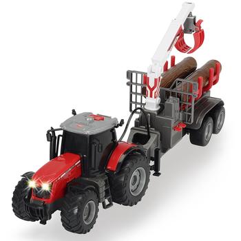 Tractor Dickie Toys Massey Ferguson MF 8737 cu remorca