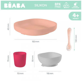 Beaba Set de masa silicon 4 piese roz