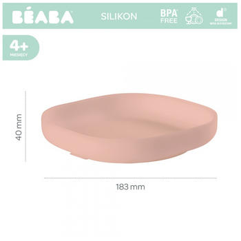 Beaba Farfurie silicon cu ventuza roz