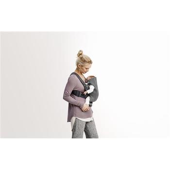 BabyBjorn Marsupiu anatomic Mini, cu pozitii multiple de purtare, Dark Grey, 3D Jersey