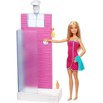 Barbie Set by Mattel Estate, Cabina dus cu papusa si accesorii