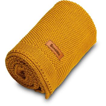Paturica de bumbac tricotata Sensillo 100x80 cm Mustar - Portocaliu
