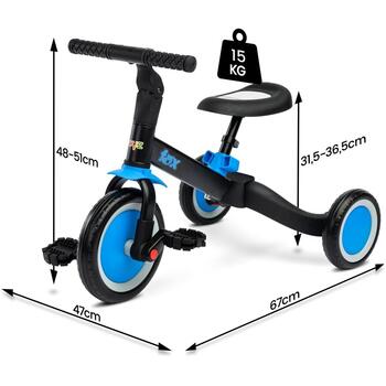Tricicleta 2 in 1 Toyz FOX Albastra - Albastru