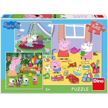 Dino Puzzle 3 in 1 - Purcelusa Peppa in vacanta (55 piese)