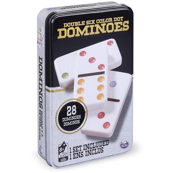 Spin Master Joc Domino 6 Culori In Cutie De Metal