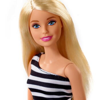 Mattel Papusa Barbie Tinute Stralucitoare Blonda Cu Rochita Alb-negru