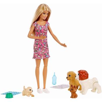 Mattel Papusa Barbie Set Cu Catelusi
