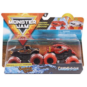Spin Master Monster Jam Set 2 Masinute Blestemul Capitanului Si Crush Station Color Change