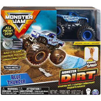 Spin Master Monster Jam Set Camioneta Cu Nisip Kinetic Thunder Blue
