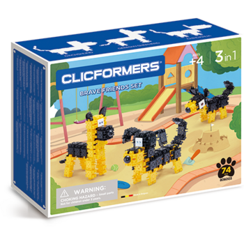 Clicstoys Set de construit Clicformers- Catei prietenosi, 74 piese