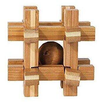 Fridolin Joc logic IQ din lemn de bambus Box with ball